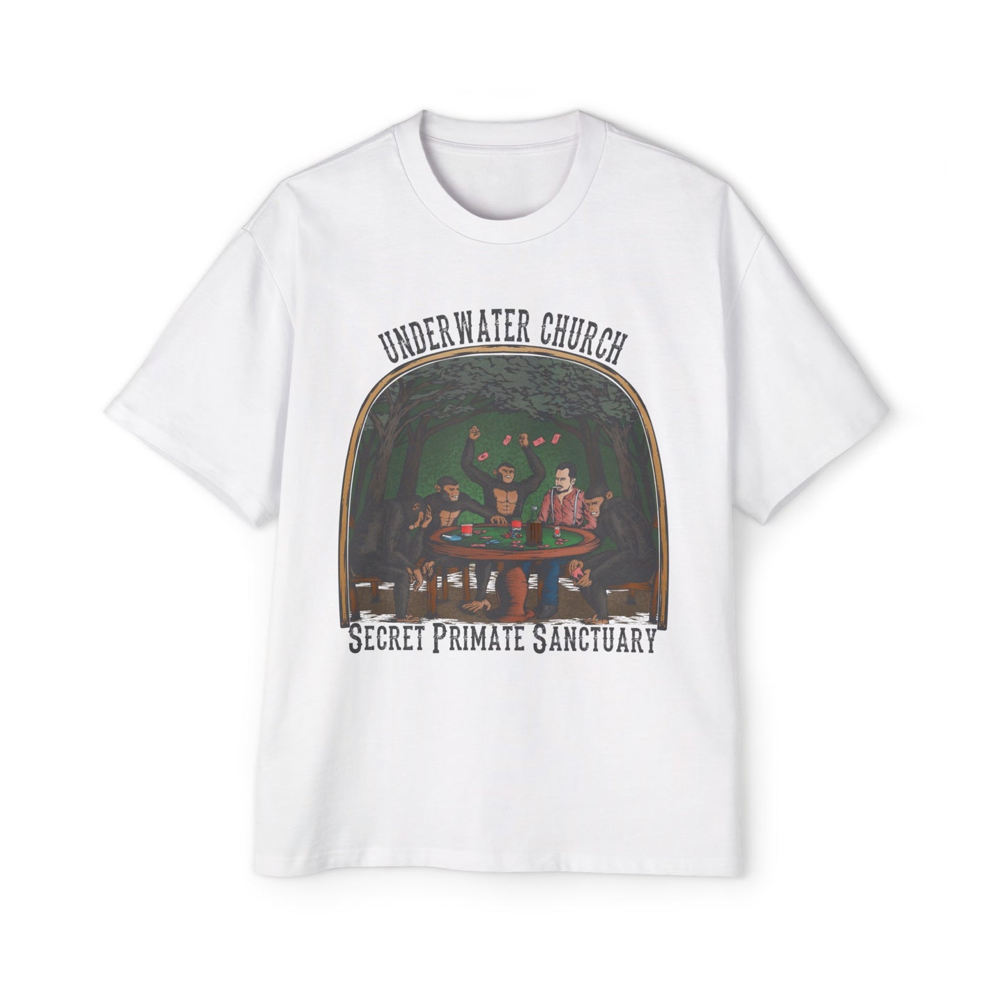 Underwater Church Primate Sanctuary: Men's Heavy Oversized Tee