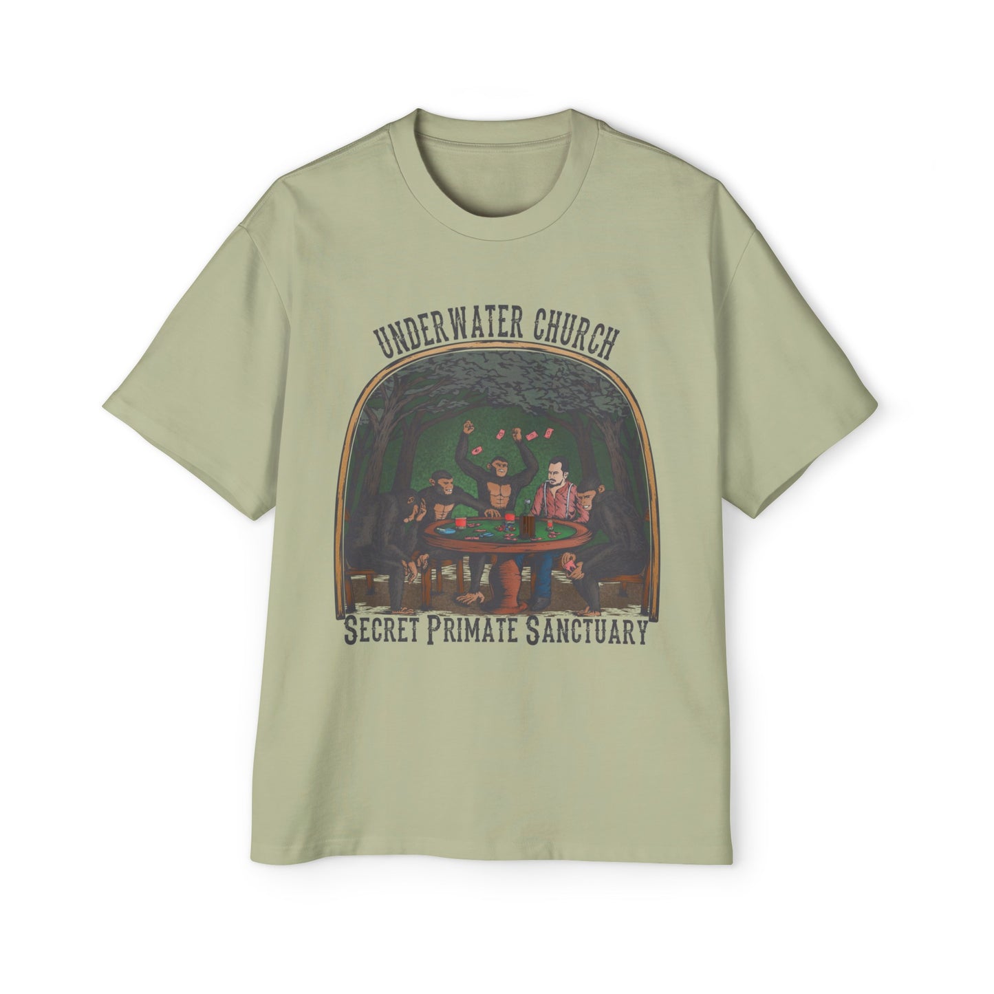 Underwater Church Primate Sanctuary: Men's Heavy Oversized Tee