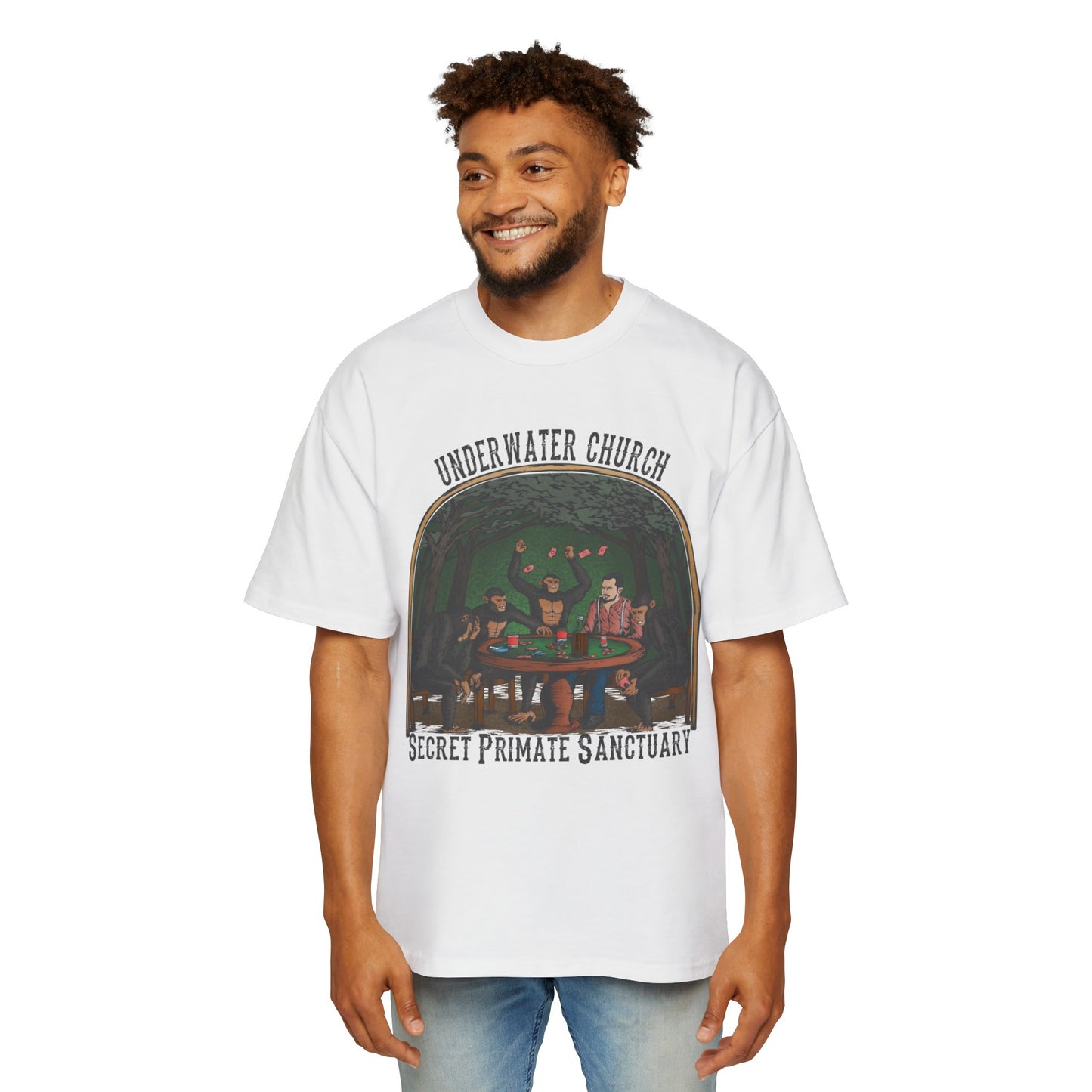 Underwater Church Primate Sanctuary: Men's Heavy Oversized Tee